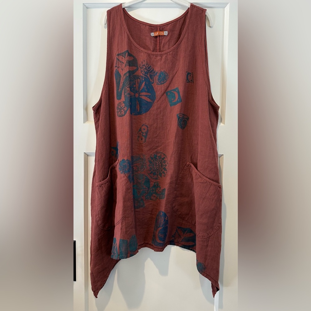 Blue Fish Painter’s Pinafore in Henna - brand new!